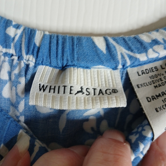 Vintage White Stag Blue and Red Tiered Maxi Skirt Sz Large - Picture 5 of 9